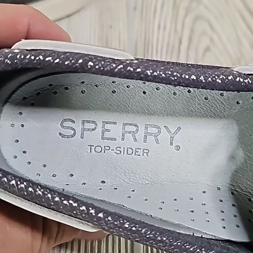 Sperry Vida Metallic Silver Boat Shoes Loafers Womens Size 6.5 NEW